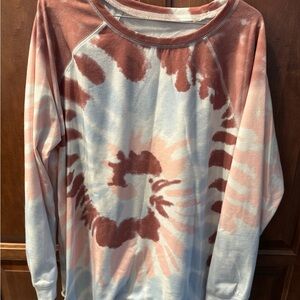 Source Unknown Tie-Dye Long Sleeve Top - Pink and White